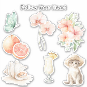 Zomerbries Blush Perzik Hibiscus Sticker