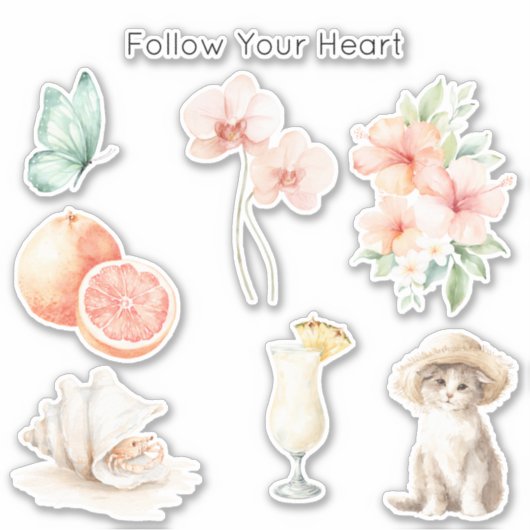 Zomerbries Blush Perzik Hibiscus Sticker (Voorkant)
