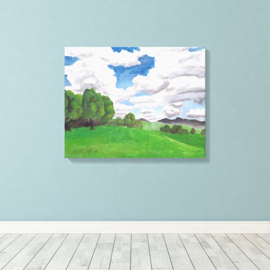 Zomerbries in de heuvels: canvas Uncropped (Insitu (Houten vloer))