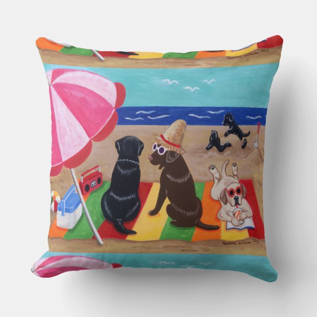 Zomerbries Labradors Schilderij Kussen (Voorkant)