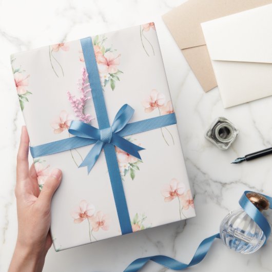 Zomerbries perzik hibiscus & orchideeën cadeaupapier (Geschenken)