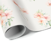 Zomerbries perzik hibiscus & orchideeën cadeaupapier (Rol Hoek)
