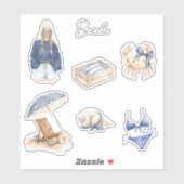 Zomerbries schelpdier krab blond meisje sticker (Vel)