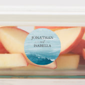 Zomerbruiloft bij de blauwe golvende zee ombre oce labels (Aangebracht)