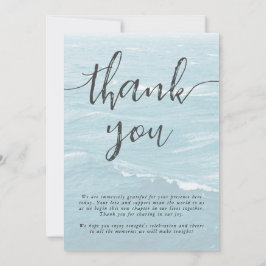 Zomerbruiloft door de blauw golvende zee ombre oce bedankkaart