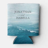 Zomerbruiloft door de blauw golvende zee ombre oce blikjeskoeler (Voorkant)