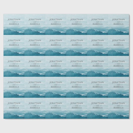 Zomerbruiloft door de blauw golvende zee ombre oce cadeaupapier (Vlak)