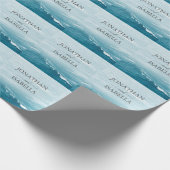 Zomerbruiloft door de blauw golvende zee ombre oce cadeaupapier (Hoek)
