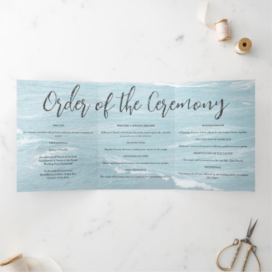 Zomerbruiloft door de blauw golvende zee ombre oce drieluik programma (Binnen)