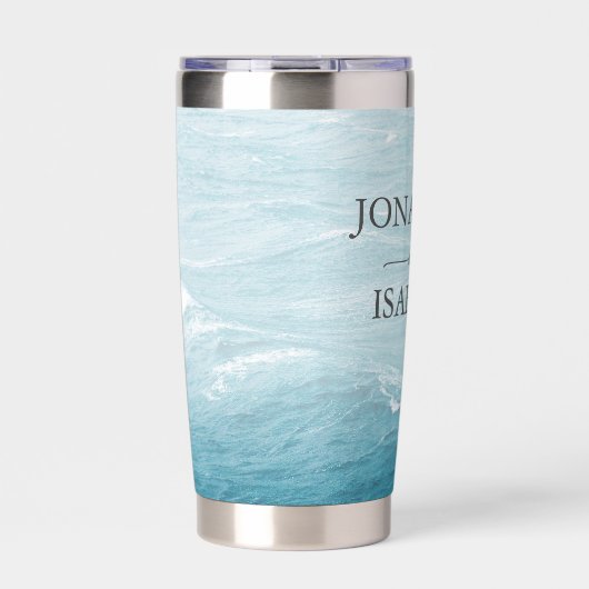 Zomerbruiloft door de blauw golvende zee ombre oce geïsoleerde drinkbeker (Voorkant)