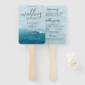 Zomerbruiloft door de blauw golvende zee ombre oce handwaaier (Voorkant en achterkant)