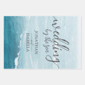 Zomerbruiloft door de blauw golvende zee ombre oce inpakpapier vel (Voorkant)