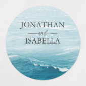 Zomerbruiloft door de blauw golvende zee ombre oce labels (Design 2)