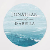Zomerbruiloft door de blauw golvende zee ombre oce labels (Design 1)