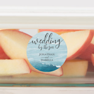 Zomerbruiloft door de blauw golvende zee ombre oce labels