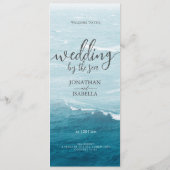 Zomerbruiloft door de blauw golvende zee ombre oce menu (Achterkant)