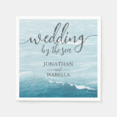 Zomerbruiloft door de blauw golvende zee ombre oce servet (Voorkant)