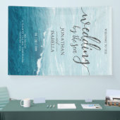 Zomerbruiloft door de blauw golvende zee ombre oce spandoek (Beurs)