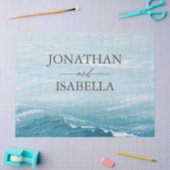 Zomerbruiloft door de blauw golvende zee ombre oce tissuepapier (Craft)