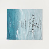 Zomerbruiloft door de blauw golvende zee ombre oce wandkleed (Voorkant (horizontaal))
