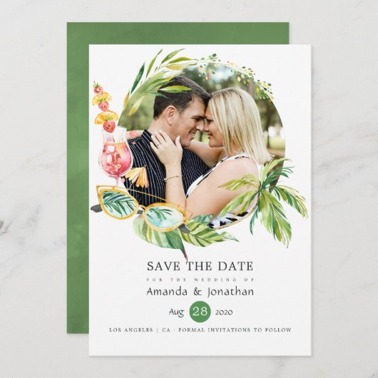 Zomerbruiloft Fotocollage Save The Date (Voorkant / Achterkant)