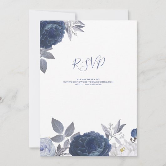 Zomerbruiloft Helder Blauw Bloemen Met RSVP Kaart (Achterkant)