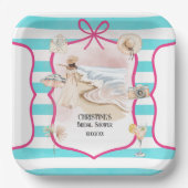 Zomerchique strand- en golven bruidsdouche papieren bordje (Voorkant)