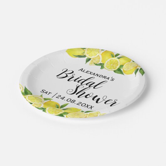 Zomercitroen Citrus Vrijgezellenfeest Geel Levendi Papieren Bordje (Gekanteld)