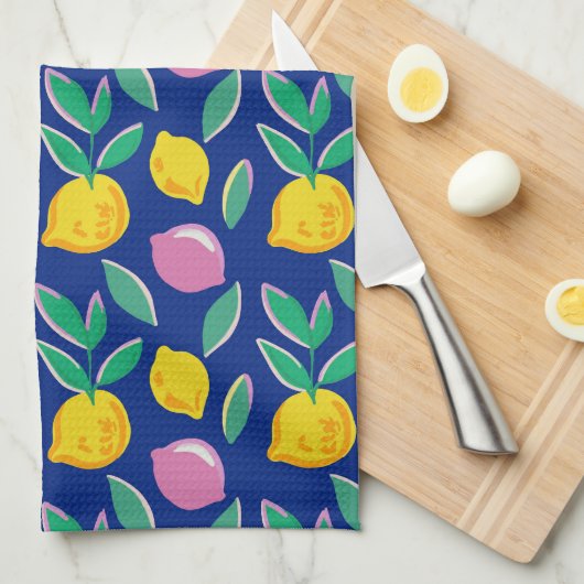 Zomercitroen Kleurrijk Theedoek (Quarter Fold)