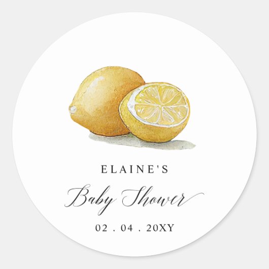 Zomercitroen Limoen Citrus Baby shower Ronde Sticker (Voorkant)