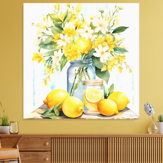 Zomercitroenbloesempot Canvas Afdruk (Insitu (Woonkamer))