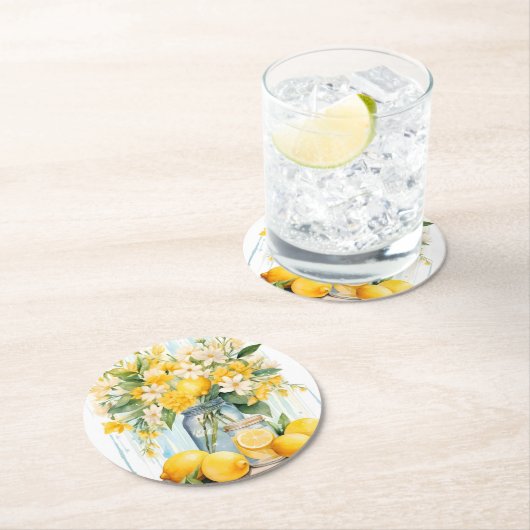 Zomercitroenbloesempot Ronde Kartonnen Onderzetter (Insitu)
