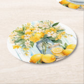 Zomercitroenbloesempot Ronde Kartonnen Onderzetter (Gebogen)