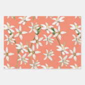 Zomercitroenen bloesempatronen op sinaasappel inpakpapier vel (Voorkant)