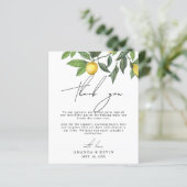 Zomercitroenen Dank u Bruiloft Receptie Kaart (Staand voorkant)