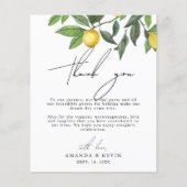 Zomercitroenen Dank u Bruiloft Receptie Kaart (Voorkant)