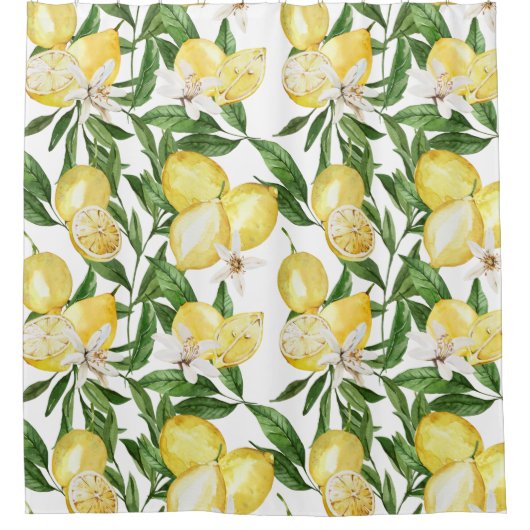 zomercitroenen en citroenbloesem douchegordijn (Voorkant)