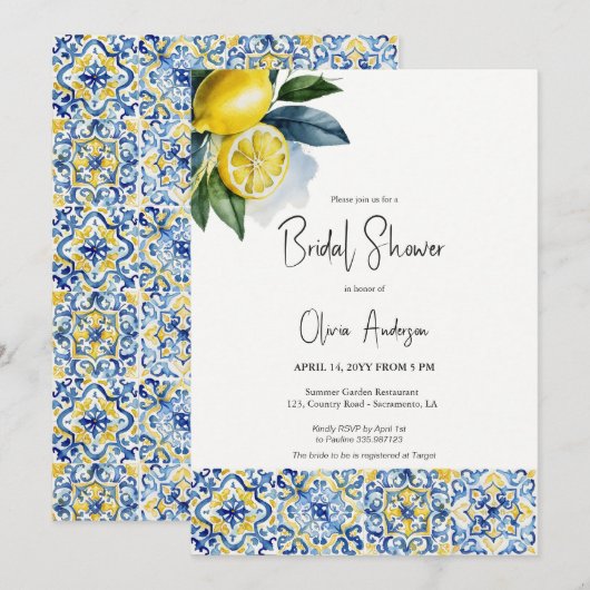 Zomercitroenen mediterraan Vrijgezellenfeest Kaart (Voorkant / Achterkant)