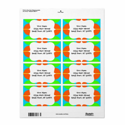 Zomercitrus limoen groen Sinaasappel geel Blauwgro Etiket (Full Sheet)