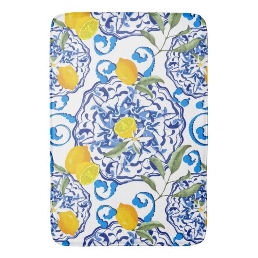 Zomercitrusvruchten, boho, bohaan, bloemMiddelland Badmat (Voorkant Verticaal)