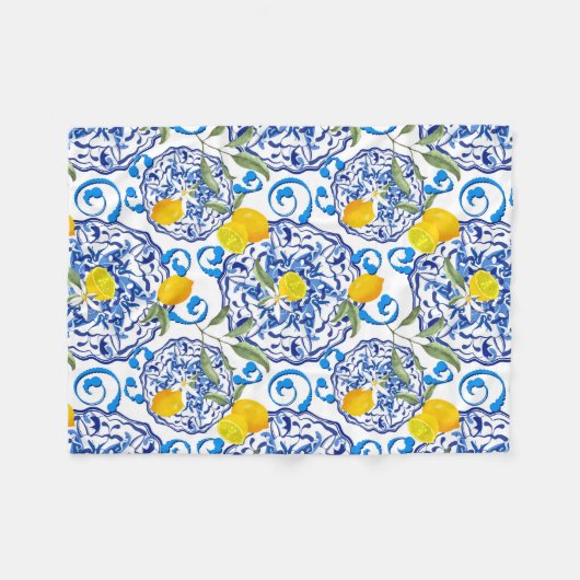 Zomercitrusvruchten, boho, bohaan, bloemMiddelland Fleece Deken (Voorkant (Horizontaal))