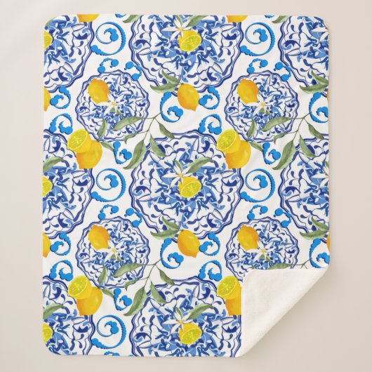 Zomercitrusvruchten, boho, bohaan, bloemMiddelland Sherpa Deken (Voorkant)