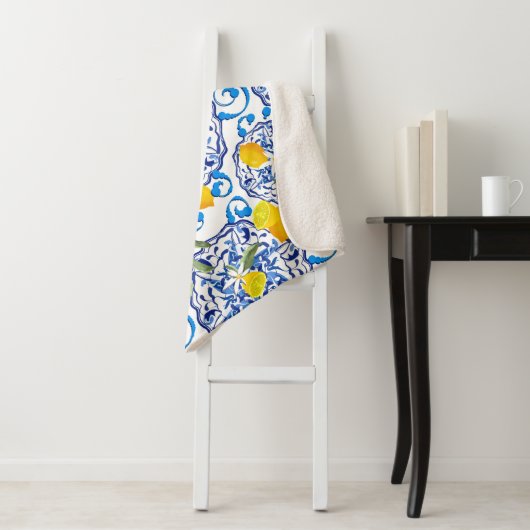 Zomercitrusvruchten, boho, bohaan, bloemMiddelland Sherpa Deken (In situ)