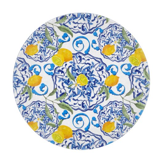 Zomercitrusvruchten, boho, bohaan, bloemMiddelland Snijplank (Voorkant)