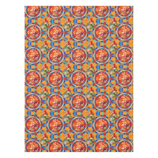 Zomercitrusvruchten, boho, bohaan, bloemMiddelland Tafelkleed (Voorkant)