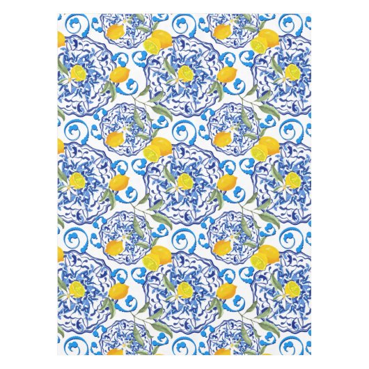 Zomercitrusvruchten, boho, bohaan, bloemMiddelland Tafelkleed (Voorkant)