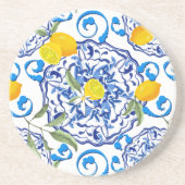 Zomercitrusvruchten, boho, bohaan, bloemMiddelland Zandsteen Onderzetter (Voorkant)