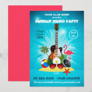 Zomerclub muziekfeest logo uitnodiging