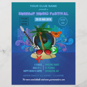 Zomerclub strandfeest toevoegen foto en logo uitno flyer