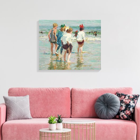 zomerdag in Brighton Beach (door E.H. Potthast) Canvas Afdruk (Insitu (Woonkamer))